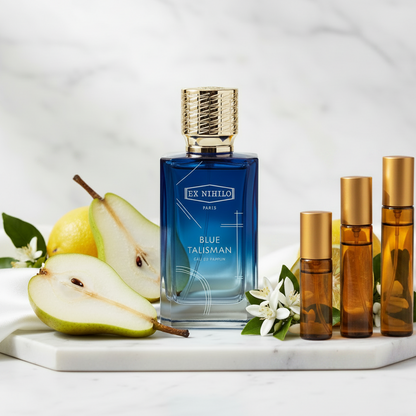 Blue Talisman + Decants with Gold Caps