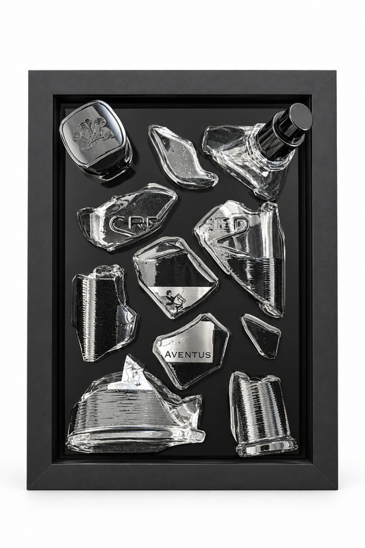 Clean studio product image of the framed Creed Aventus artwork