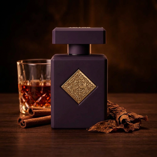 Side Effect lifestyle image with balanced moody lighting, amber rum, cinnamon and tobacco